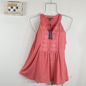 Cable & Gauge Mauve Pink Embroidered Halter Top